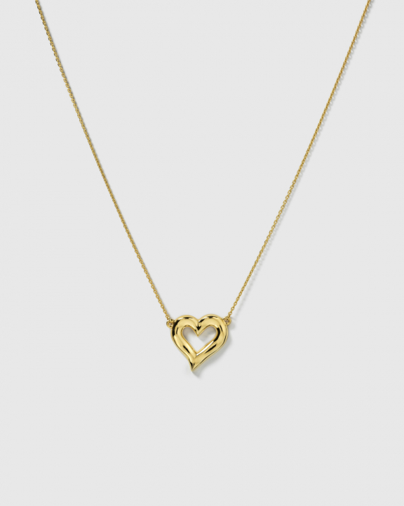 Puff Heart Necklace Gold i gruppen Halskæde / Guldhalskæde hos SCANDINAVIAN JEWELRY DESIGN (NG1408)