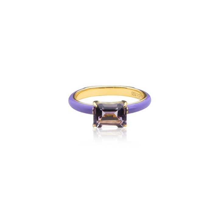 Iris enamel ring purple (gold) i gruppen Ringe / Guldringe hos SCANDINAVIAN JEWELRY DESIGN (R2141GEAB)