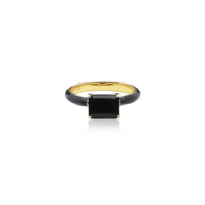 Iris enamel ring black (gold) i gruppen Ringe / Guldringe hos SCANDINAVIAN JEWELRY DESIGN (R2141GEBO)