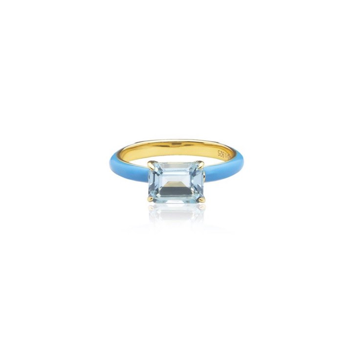Iris enamel ring blue (gold) i gruppen Ringe / Guldringe hos SCANDINAVIAN JEWELRY DESIGN (R2141GEBT)
