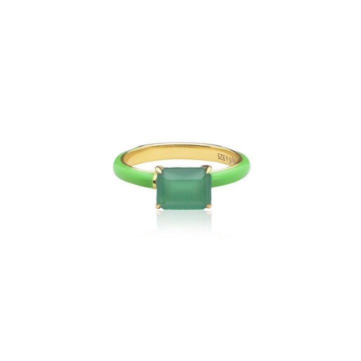 Iris enamel ring green (gold) i gruppen Ringe / Guldringe hos SCANDINAVIAN JEWELRY DESIGN (R2141GEGO)