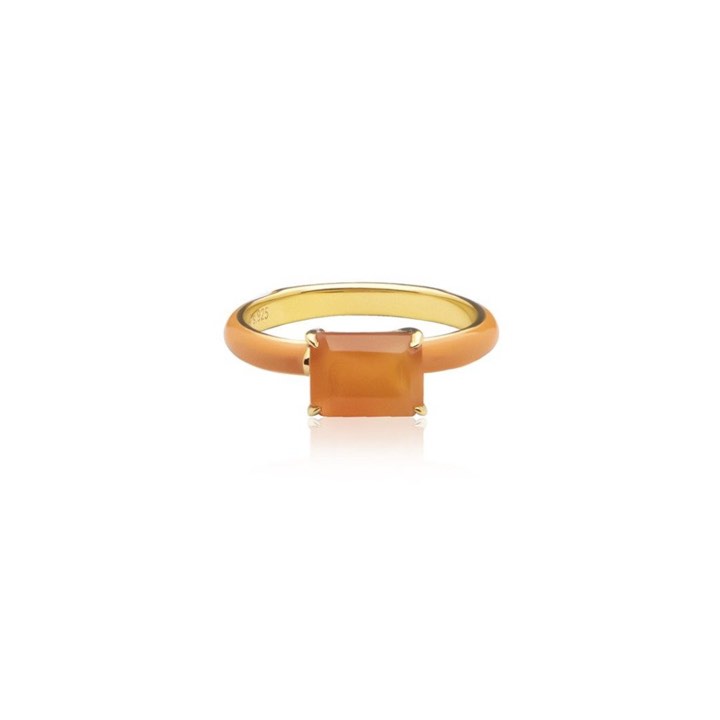 Iris enamel ring orange (gold) i gruppen Ringe / Guldringe hos SCANDINAVIAN JEWELRY DESIGN (R2141GEOC)