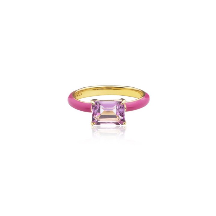 Iris enamel ring pink (gold) i gruppen Ringe / Guldringe hos SCANDINAVIAN JEWELRY DESIGN (R2141GEPT)