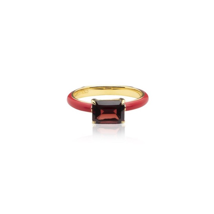 Iris enamel ring red (gold) i gruppen Ringe / Guldringe hos SCANDINAVIAN JEWELRY DESIGN (R2141GERG)
