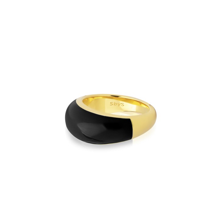 Enamel bold ring black (gold) i gruppen Ringe / Guldringe hos SCANDINAVIAN JEWELRY DESIGN (R2202GEBL)