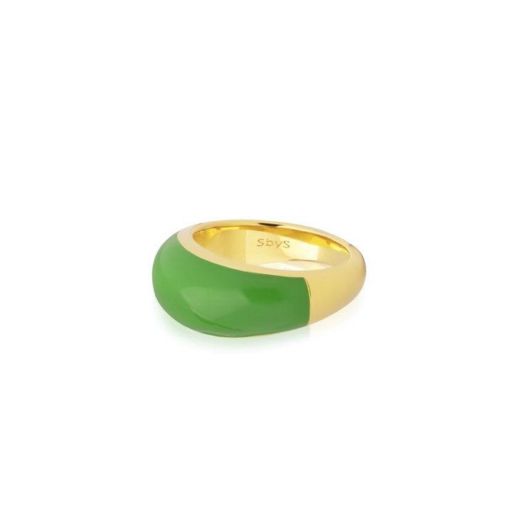 Enamel bold ring green (gold) i gruppen Ringe / Guldringe hos SCANDINAVIAN JEWELRY DESIGN (R2202GPEG)