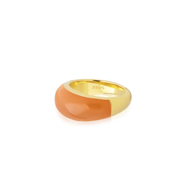 Enamel bold ring orange (gold) i gruppen Ringe / Guldringe hos SCANDINAVIAN JEWELRY DESIGN (R2202GPEO)