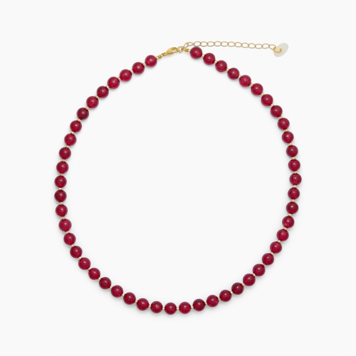 Hailey Red Jade Necklace i gruppen Halskæde / Guldhalskæde hos SCANDINAVIAN JEWELRY DESIGN (RODJ-KH)