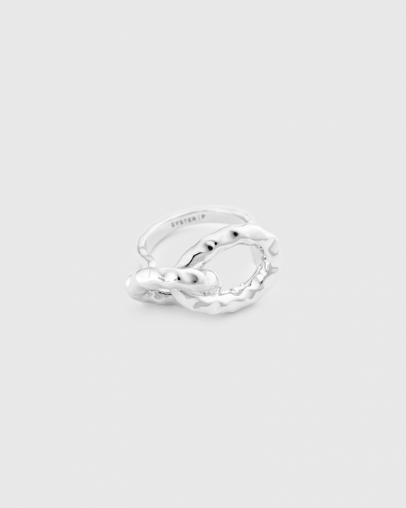 Product Image for SYSTER P Bolded Hammered Links Ring Silver 18.5
