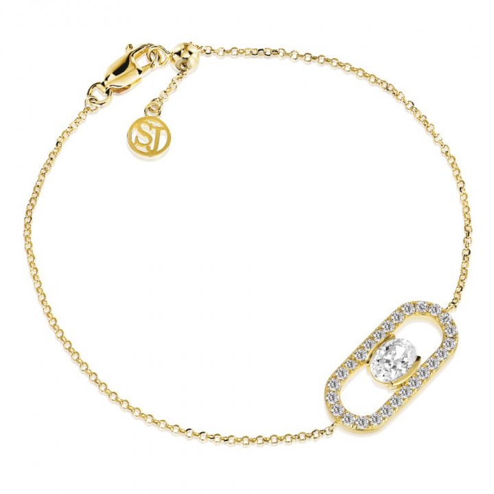 Ellisse Carezza - 18k guldpläterad, med vita zirkoner  Armbånd i gruppen Armbånd / Guldarmbånd hos SCANDINAVIAN JEWELRY DESIGN (SJ-B2360-CZ-YG)