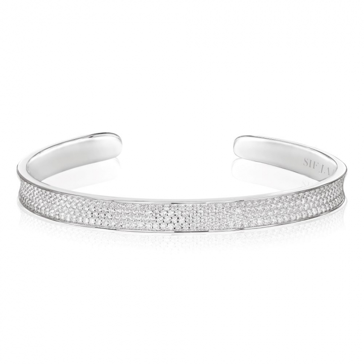 Feline Concavo - med vita zirkoner Armbånd i gruppen Armbånd / Sølvarmbånd hos SCANDINAVIAN JEWELRY DESIGN (SJ-BG2392-CZ)