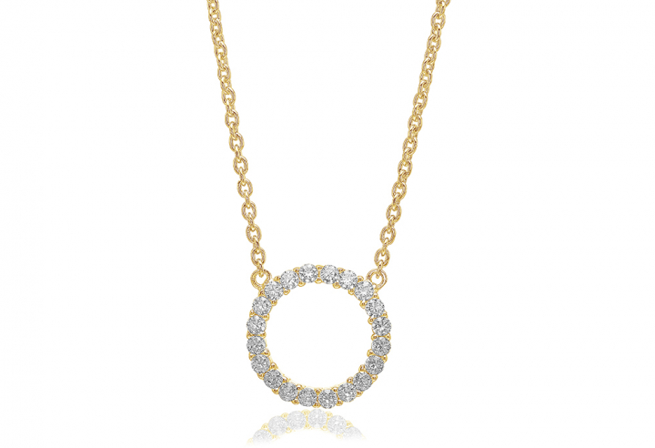 BIELLA GRANDE Halskæde hvide Zirkoner (guld) i gruppen Halskæde / Guldhalskæde hos SCANDINAVIAN JEWELRY DESIGN (SJ-C3381-CZYG)