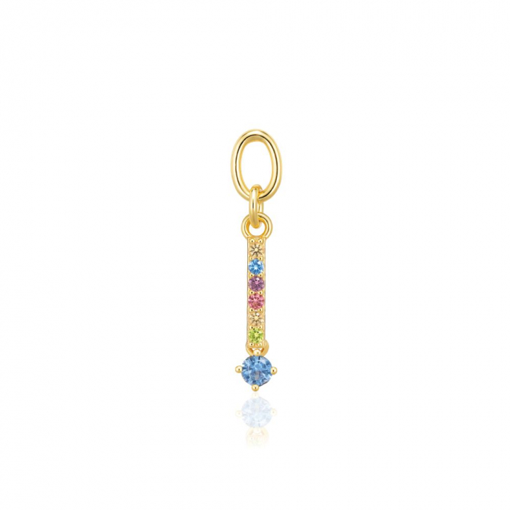 Charm Circolo Lungo - 18k guldpläterad, med multifärgade zirkoner Hoop  i gruppen Øreringe hos SCANDINAVIAN JEWELRY DESIGN (SJ-CH2373-XCZ-YG)