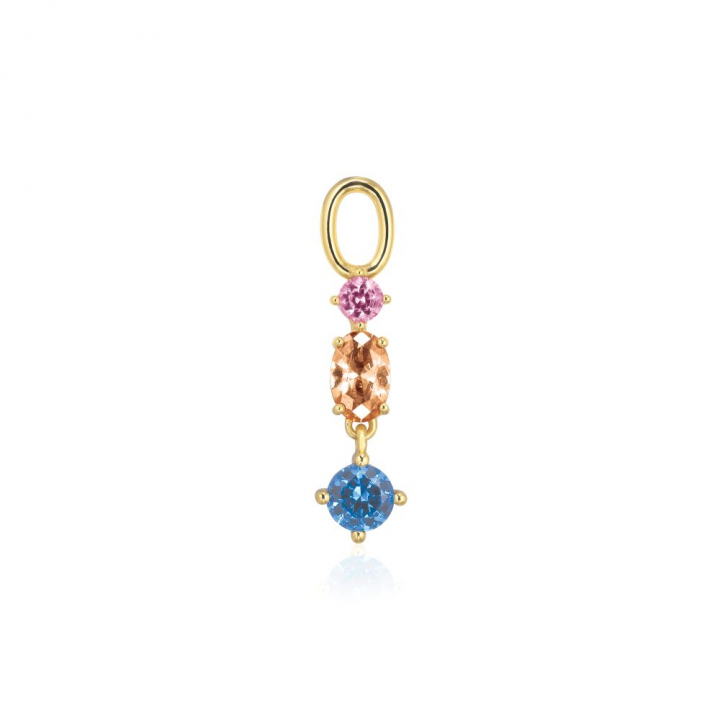Charm Pendolo Tre - 18k guldpläterad, med multifärgade zirkoner Hoop  i gruppen Øreringe / Guldøreringe hos SCANDINAVIAN JEWELRY DESIGN (SJ-CH2374-XCZ-YG)