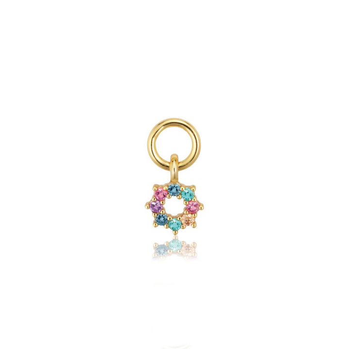 Charm Sole  - 18k guldpläterad, med multifärgade zirkoner Hoop  i gruppen Øreringe hos SCANDINAVIAN JEWELRY DESIGN (SJ-CH2377-XCZ-YG)