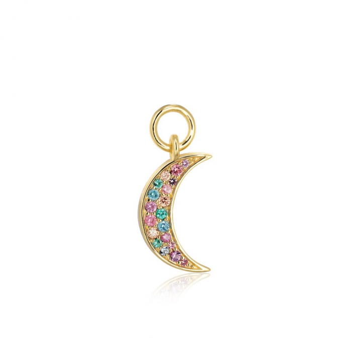 Charm Luna  - 18k guldpläterad, med multifärgade zirkoner Hoop  i gruppen Øreringe hos SCANDINAVIAN JEWELRY DESIGN (SJ-CH2380-XCZ-YG)