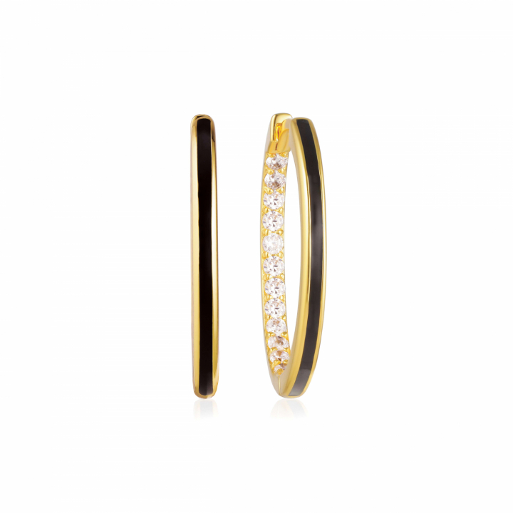 Product Image for Sif Jakobs ELLERA NERO X-GRANDE Øreringn Vita Zirkonia och Svart Emalj Guld
