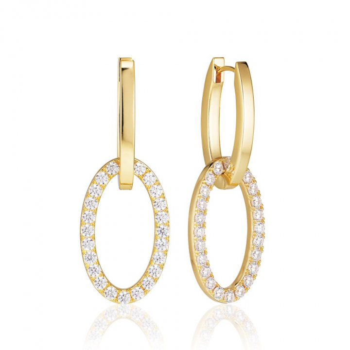 Ellisse Due - 18k guldpläterade, med vita zirkoner Ørering i gruppen Øreringe / Guldøreringe hos SCANDINAVIAN JEWELRY DESIGN (SJ-E2310-CZ-YG)