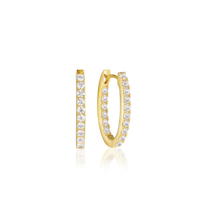 Ellisse Piccolo - 18k guldpläterade, med vita zirkoner Ørering i gruppen Øreringe / Guldøreringe hos SCANDINAVIAN JEWELRY DESIGN (SJ-E2312-CZ-YG)