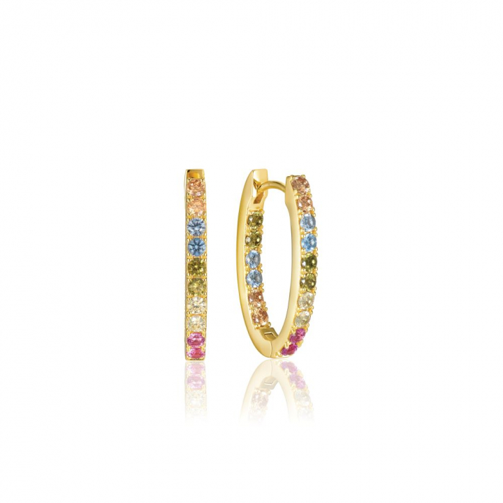 Ellisse Piccolo - 18k guldpläterade, med multifärgade zirkoner Ørering i gruppen Øreringe / Guldøreringe hos SCANDINAVIAN JEWELRY DESIGN (SJ-E2312-XCZ-YG)