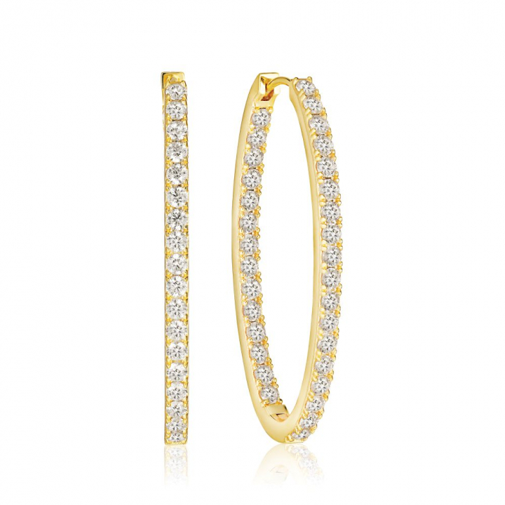 Ellisse Medio - 18k guldpläterade, med vita zirkoner Ørering i gruppen Øreringe / Guldøreringe hos SCANDINAVIAN JEWELRY DESIGN (SJ-E2313-CZ-YG)