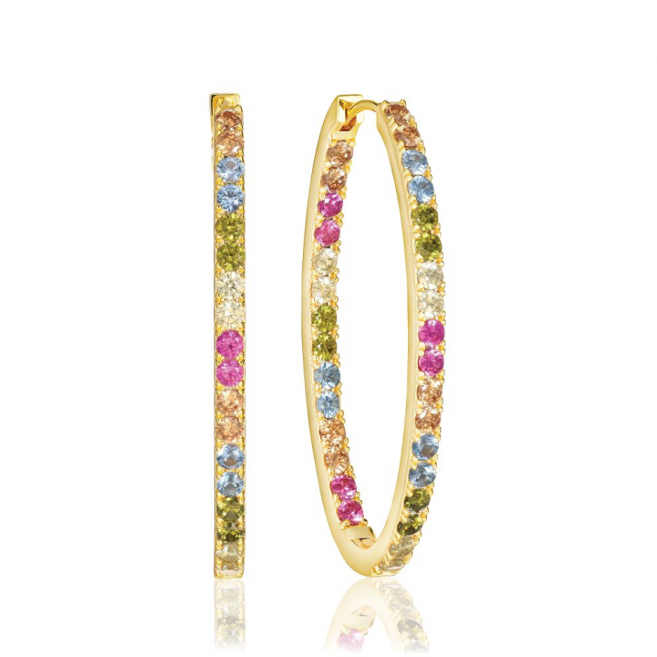 Ellisse Medio - 18k guldpläterade, med multifärgade zirkoner Ørering i gruppen Øreringe / Guldøreringe hos SCANDINAVIAN JEWELRY DESIGN (SJ-E2313-XCZ-YG)