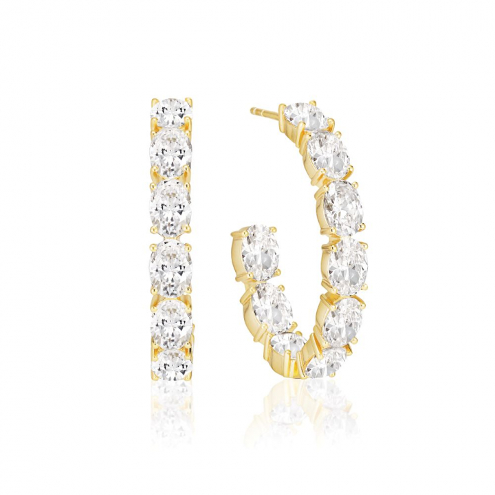 Ellisse - 18k guldpläterade, med vita zirkoner Ørering i gruppen Øreringe / Guldøreringe hos SCANDINAVIAN JEWELRY DESIGN (SJ-E2319-CZ-YG)