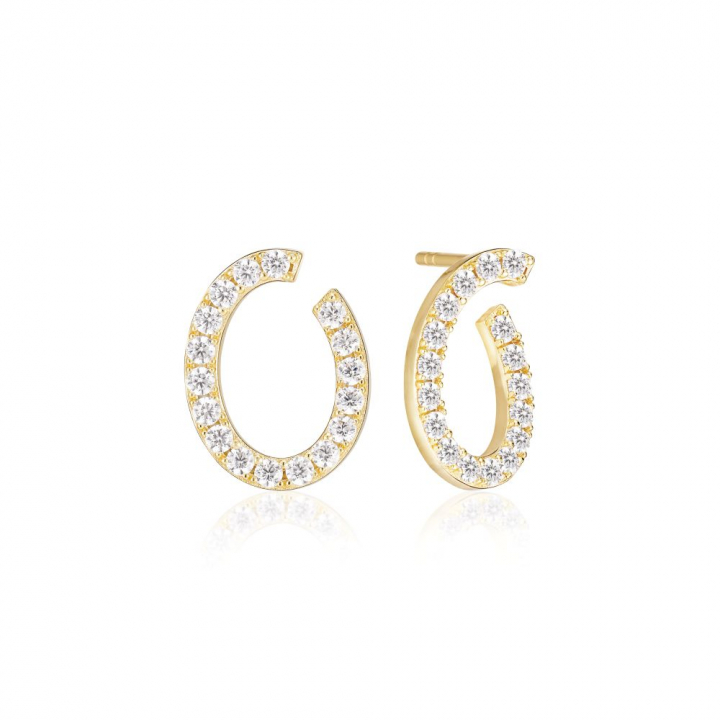 Ellisse Ovale - 18k guldpläterade, med vita zirkoner Ørering i gruppen Øreringe / Guldøreringe hos SCANDINAVIAN JEWELRY DESIGN (SJ-E2321-CZ-YG)