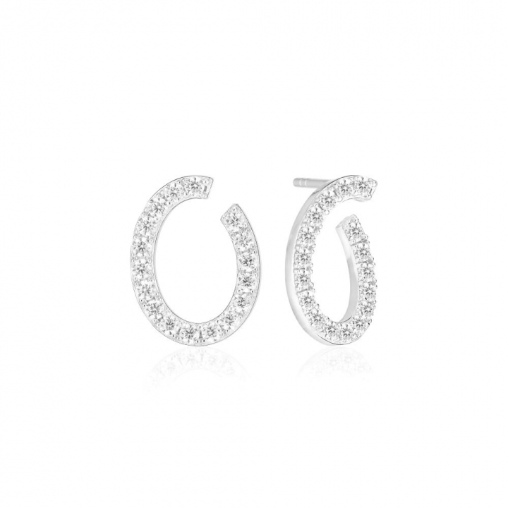 Ellisse Ovale - med vita zirkoner Ørering i gruppen Øreringe hos SCANDINAVIAN JEWELRY DESIGN (SJ-E2321-CZ)