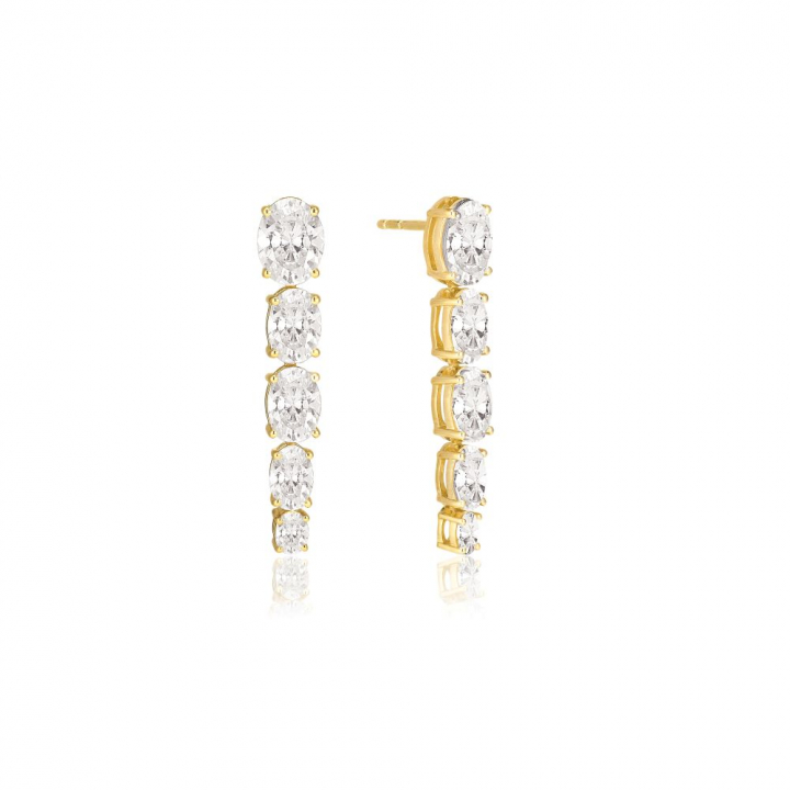 Ellisse Cinque - 18k guldpläterade, med vita zirkoner Ørering i gruppen Øreringe hos SCANDINAVIAN JEWELRY DESIGN (SJ-E2323-CZ-YG)