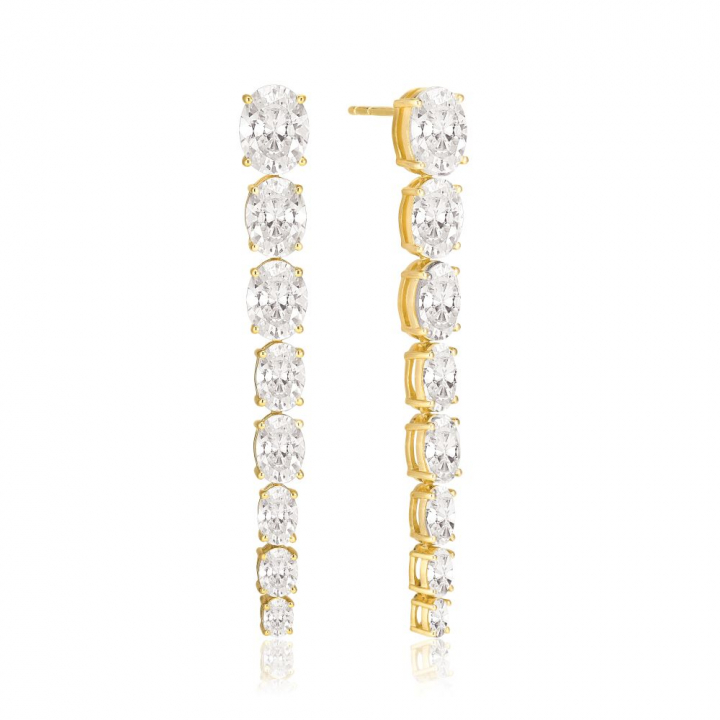 Ellisse Lungo Otto - 18k guldpläterade, med vita zirkoner Ørering i gruppen Øreringe hos SCANDINAVIAN JEWELRY DESIGN (SJ-E2324-CZ-YG)