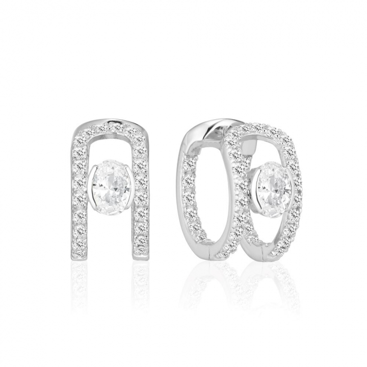 Ellisse Carezza Creolo - med vita zirkoner Ørering i gruppen Øreringe hos SCANDINAVIAN JEWELRY DESIGN (SJ-E2352-CZ)