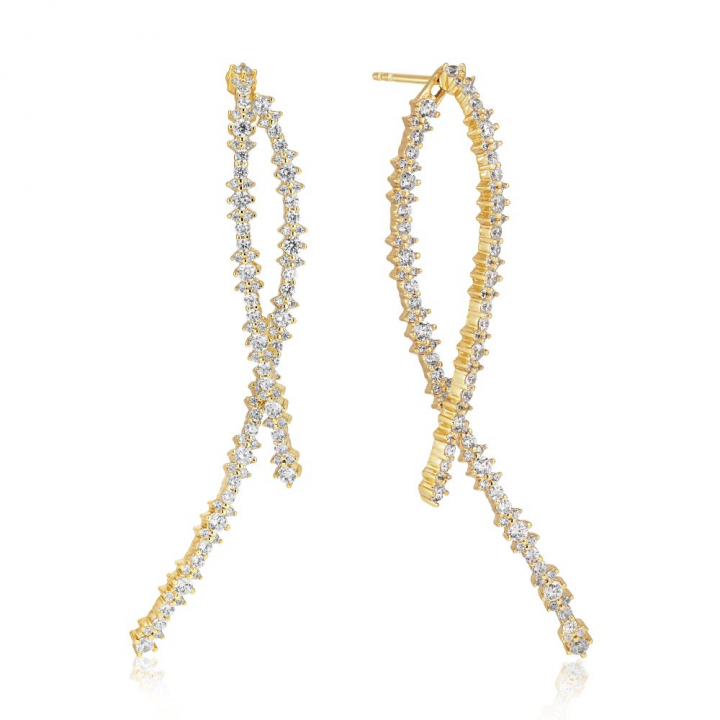 LIVIGNO LUNGO EARRINGS Guld i gruppen Øreringe / Guldøreringe hos SCANDINAVIAN JEWELRY DESIGN (SJ-E2368-CZ-YG)