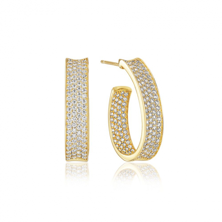 Feline Concavo - 18k guldpläterade, med vita zirkoner Ørering i gruppen Øreringe / Guldøreringe hos SCANDINAVIAN JEWELRY DESIGN (SJ-E2390-CZ-YG)