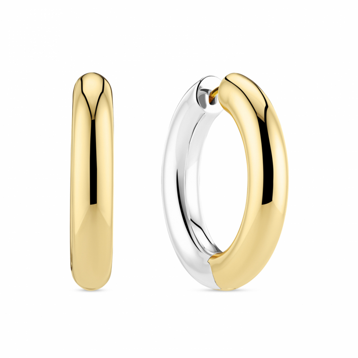 CARRARA PIANURA X-GRANDE EARRINGS Silver/Gold i gruppen Øreringe / Guldøreringe hos SCANDINAVIAN JEWELRY DESIGN (SJ-E2476-2YG)