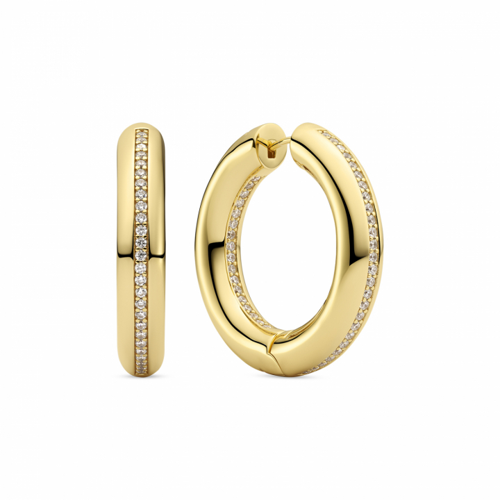 PALERMO MEDIO EARRINGS Gold i gruppen Øreringe / Guldøreringe hos SCANDINAVIAN JEWELRY DESIGN (SJ-E2476-CZ-YG)