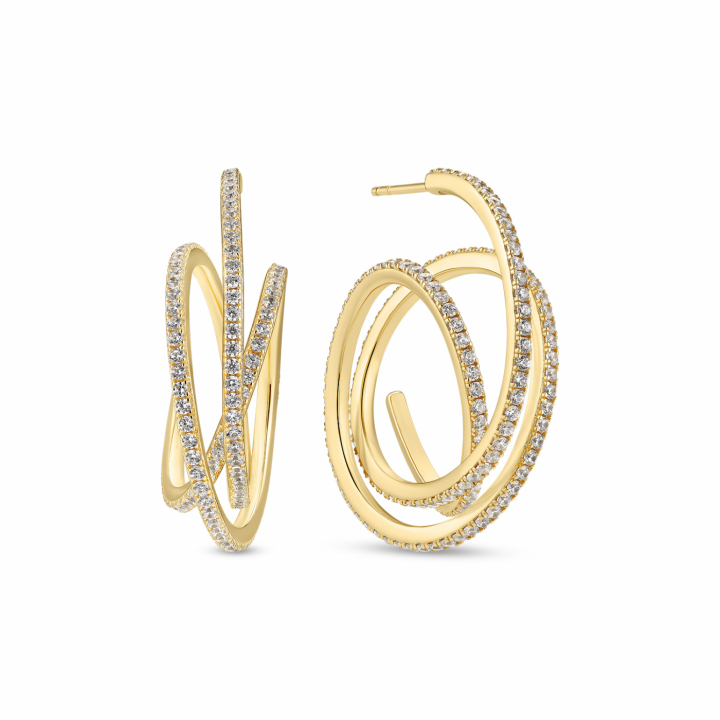 Spirale Grande Earrings gold i gruppen Øreringe / Guldøreringe hos SCANDINAVIAN JEWELRY DESIGN (SJ-E2591-CZ-YG)