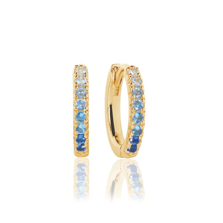 Ellera Medio - 18k guldpläterade med zirkoner i blå och vit gradient Ørering i gruppen Øreringe / Guldøreringe hos SCANDINAVIAN JEWELRY DESIGN (SJ-E2859-GBL-YG)