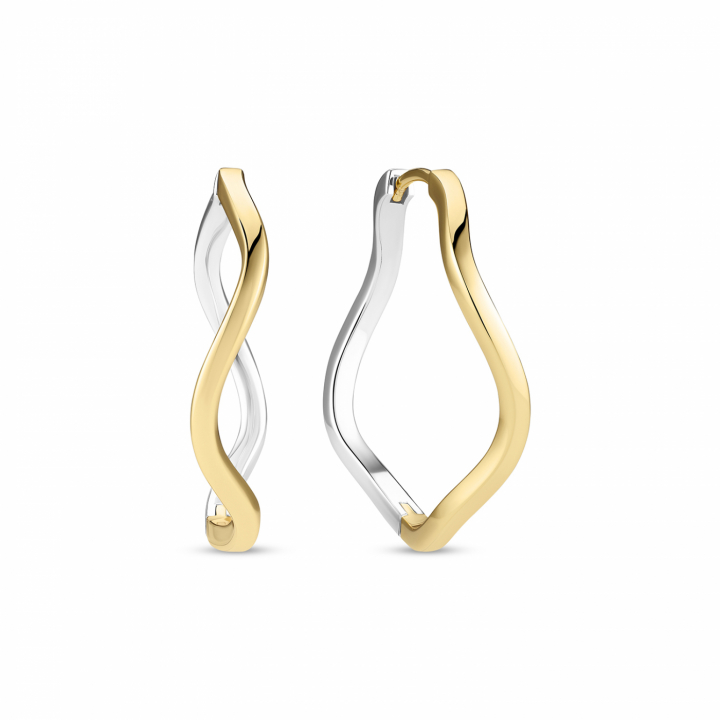 ELLERA WAVES PIANURA X-GRANDE EARRINGS Silver/Gold i gruppen Øreringe / Guldøreringe hos SCANDINAVIAN JEWELRY DESIGN (SJ-E3879-2YG)