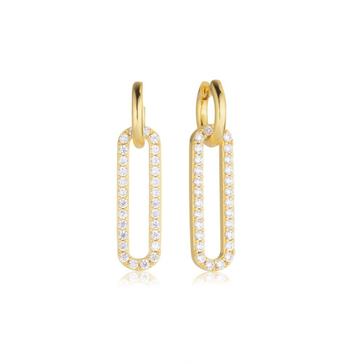 Capizzi Lungo - 18k guldpläterade, med vita zirkoner Ørering i gruppen Øreringe / Guldøreringe hos SCANDINAVIAN JEWELRY DESIGN (SJ-E42220-CZ-YG)