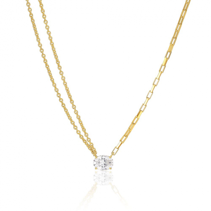Ellisse Uno - 18k guldpläterad, med vita zirkoner Halskæde i gruppen Halskæde / Guldhalskæde hos SCANDINAVIAN JEWELRY DESIGN (SJ-N2331-CZ-YG)