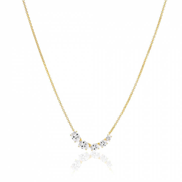 Ellisse Cinque - 18k guldpläterad, med vita zirkoner Halskæde i gruppen Halskæde / Guldhalskæde hos SCANDINAVIAN JEWELRY DESIGN (SJ-N2332-CZ-YG)