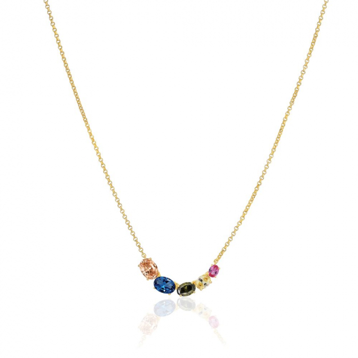 Ellisse Cinque - 18k guldpläterad, med multifärgade zirkoner Halskæde i gruppen Halskæde / Guldhalskæde hos SCANDINAVIAN JEWELRY DESIGN (SJ-N2332-XCZ-YG)