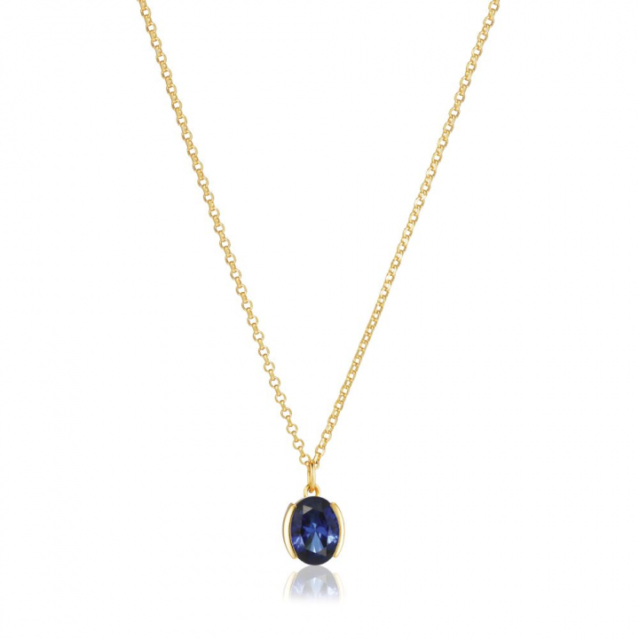 Ellisse Carezza - 18k guldpläterade, med blåa zirkoner Halskæde i gruppen Halskæde / Guldhalskæde hos SCANDINAVIAN JEWELRY DESIGN (SJ-N2353-BLCZ-YG)