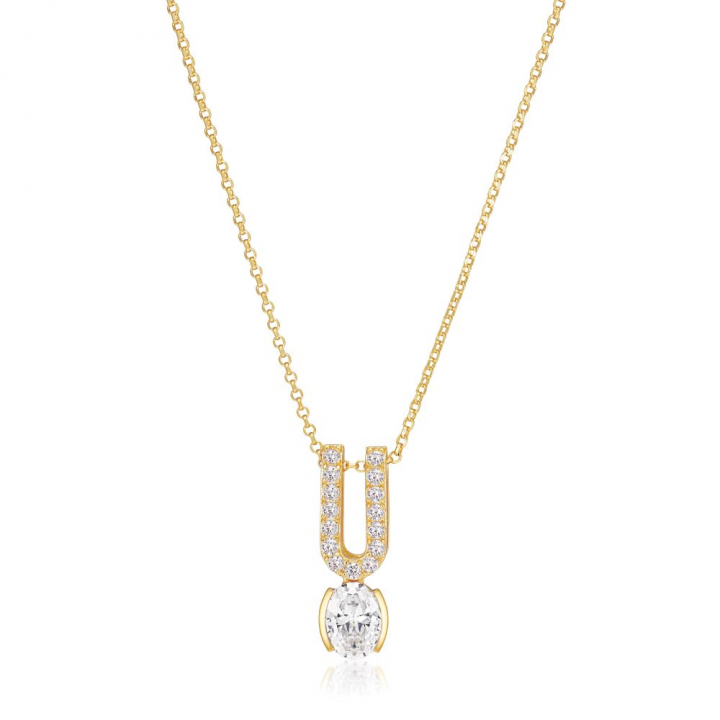 Ellisse Carezza ino - 18k guldpläterad, med vita zirkoner Halskæde i gruppen Halskæde / Guldhalskæde hos SCANDINAVIAN JEWELRY DESIGN (SJ-N2354-CZ-YG)