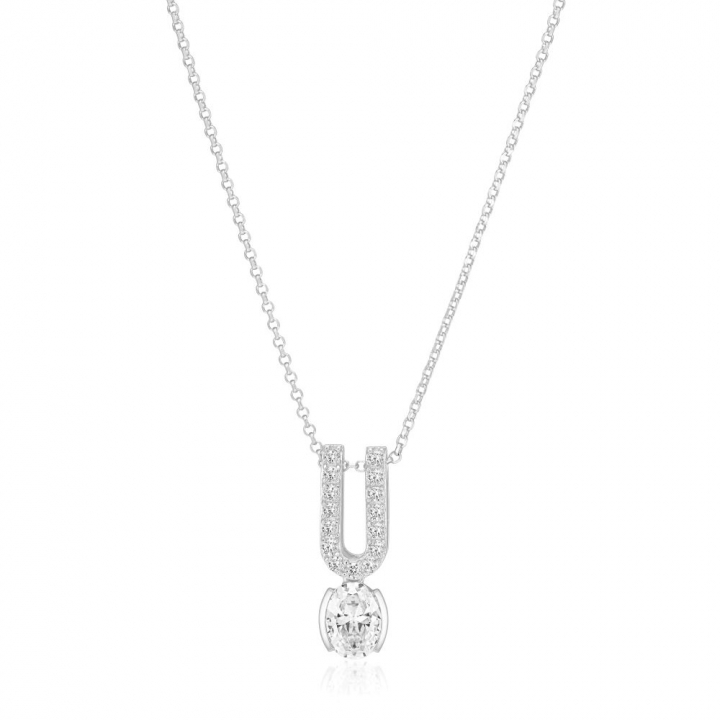 Ellisse Carezza Uno - med vita zirkoner Halskæde i gruppen Halskæde / Sølvhalskæde hos SCANDINAVIAN JEWELRY DESIGN (SJ-N2354-CZ)