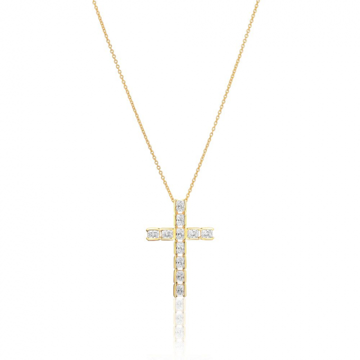 Roccanova Croce - 18k guldpläterad, med vita zirkoner  Halskæde i gruppen Halskæde / Guldhalskæde hos SCANDINAVIAN JEWELRY DESIGN (SJ-N2396-CZ-YG)