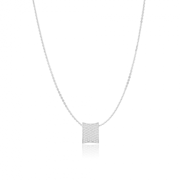 Feline Concavo - med vita zirkoner Halskæde i gruppen Halskæde / Sølvhalskæde hos SCANDINAVIAN JEWELRY DESIGN (SJ-P2391-CZ)