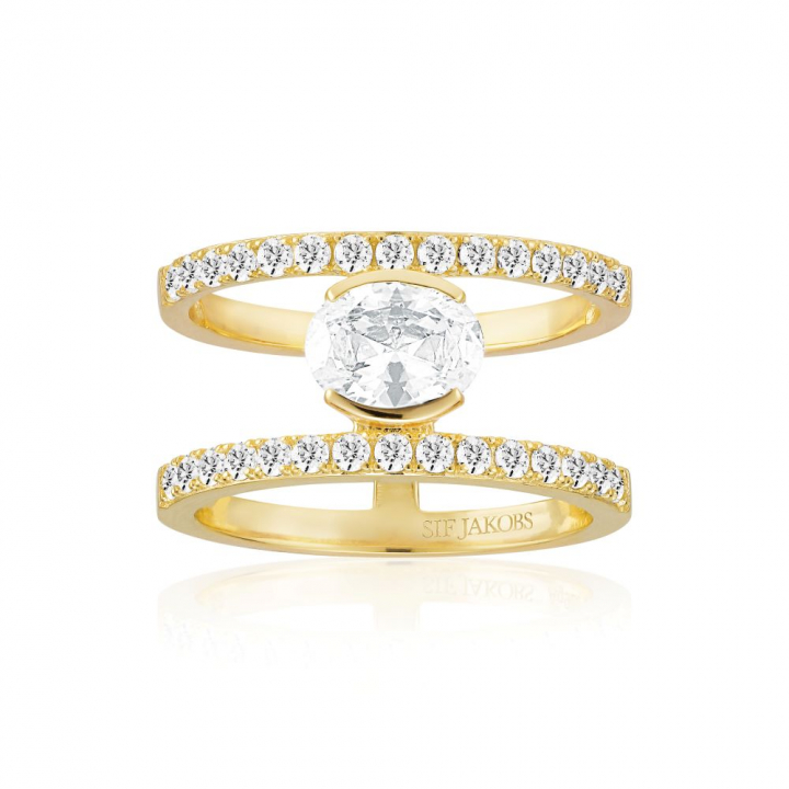 Product Image for Sif Jakobs Ellisse Carezza Grande - 18k guldpläterad, med vita zirkoner Ring 52