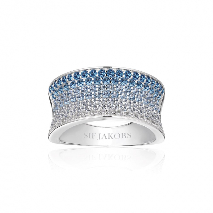 Feline Concavo - med zirkoner i blå och vit gradient Ring i gruppen Ringe / Sølvringe hos SCANDINAVIAN JEWELRY DESIGN (SJ-R2393-GBL)